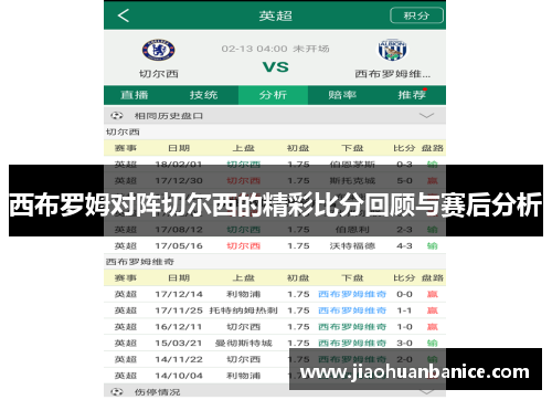 西布罗姆对阵切尔西的精彩比分回顾与赛后分析